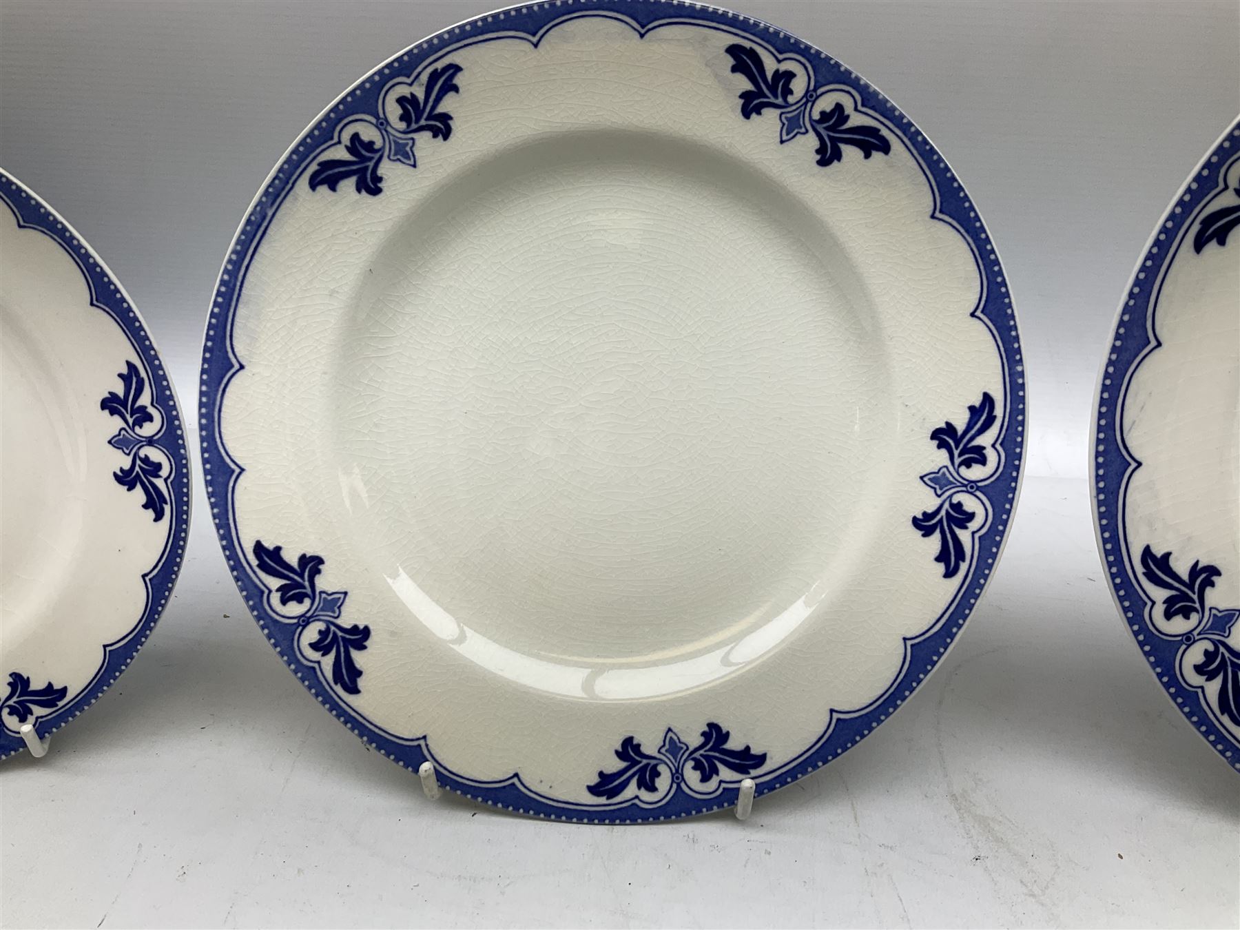 Burgess and Leigh Middleport pottery dinner wares decorated in the ‘Milford’ pattern, to include lidded tureens, graduated meat plates, dinner plates etc 