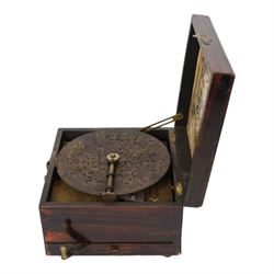 German late 19th century Polyphon, in a mahogany finished case with floral decoration to cover, serial no. 17707, with thirteen discs, H12.5cm, W20cm