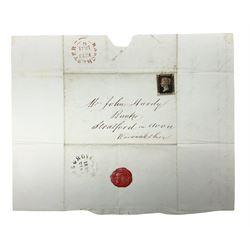 Queen Victoria penny black stamp on letter / entire, red MX cancel