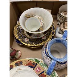 Assorted ceramics to include pair of Royal Copenhagen white bisque plaques decorated with classical scenes, D13.5cm, various tea wares to include Wedwood examples, Royal Worcester Lord Nelson anniversary collection plate, Rouen fiance twin handles, vase, etc., in one box