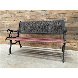 Cast iron and wood slatted garden bench