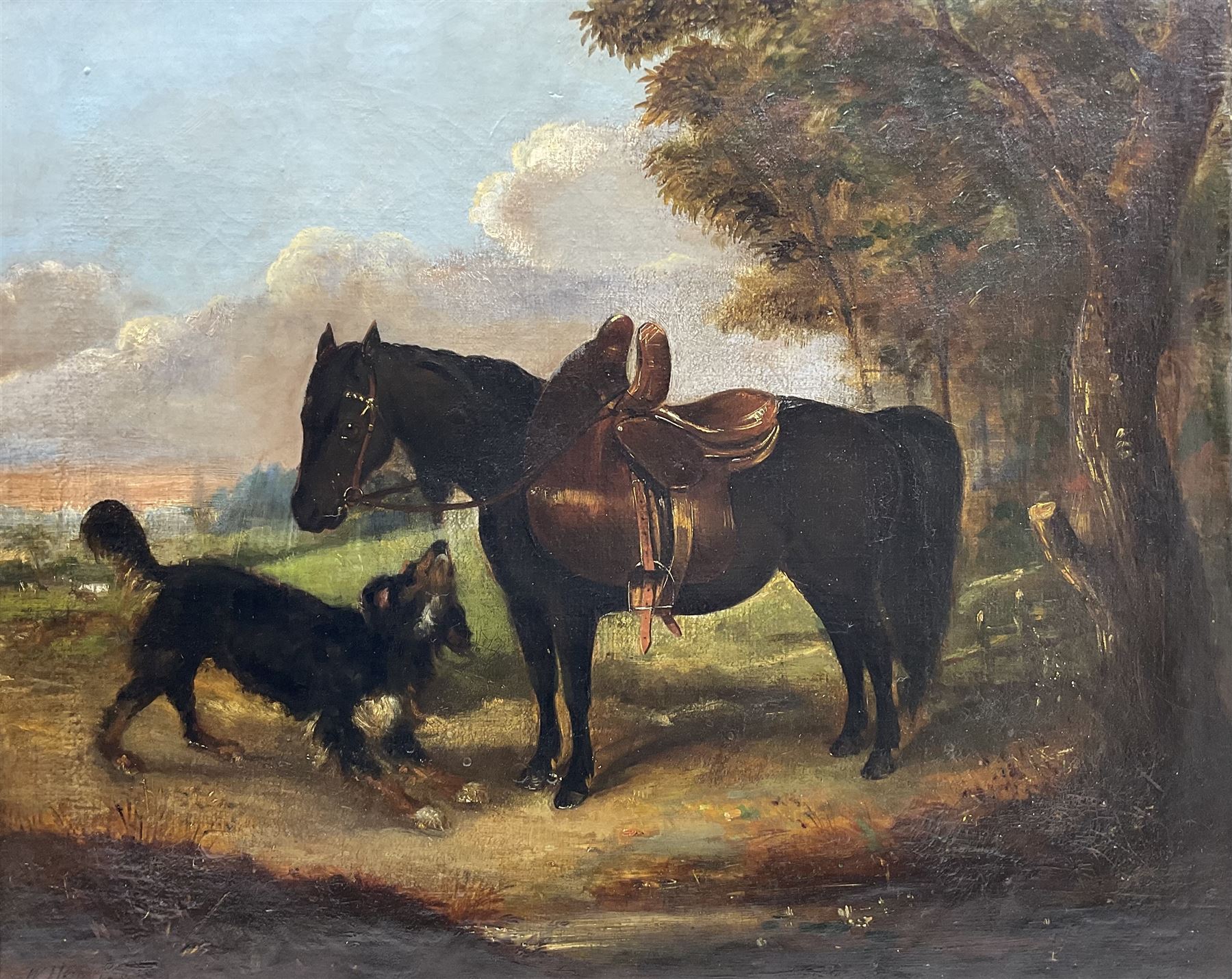 William Henderson of Whitby (British 1844-1904): Pony and Spaniel, oil on canvas signed and indistinctly dated 60cm x 74cm