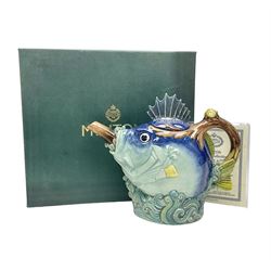 Minton Archive collection fish teapot, limited edition 118/2500, with certificate and original box 
