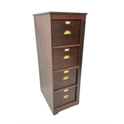 Mahogany pedestal filing cabinet, fitted with four drawers, hinged lockable upright