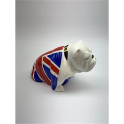A Royal Doulton Skyfall 007 figure, modelled as a bulldog draped with a Union Jack and entitled Jack, numbered DD007 
