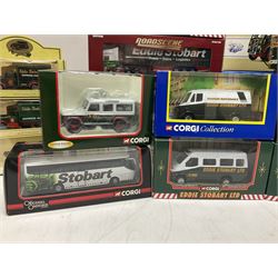 Corgi Eddie Stobart - eighteen promotional and advertising models including heavy haulage vehicles, coach, figures etc; and five others by Saico, Lledo and Atlas Editions; all boxed (23)