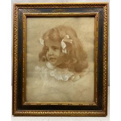 Richard George Hinchcliffe (British 1868-1942): Portrait of a Girl 'Rachel', sanguine chalk on paper signed 38.5cm x 31cm 