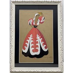 Paul Raoul Larthe (French 1909-1988): Flamenco Dancer, gouache signed 40cm x 25cm