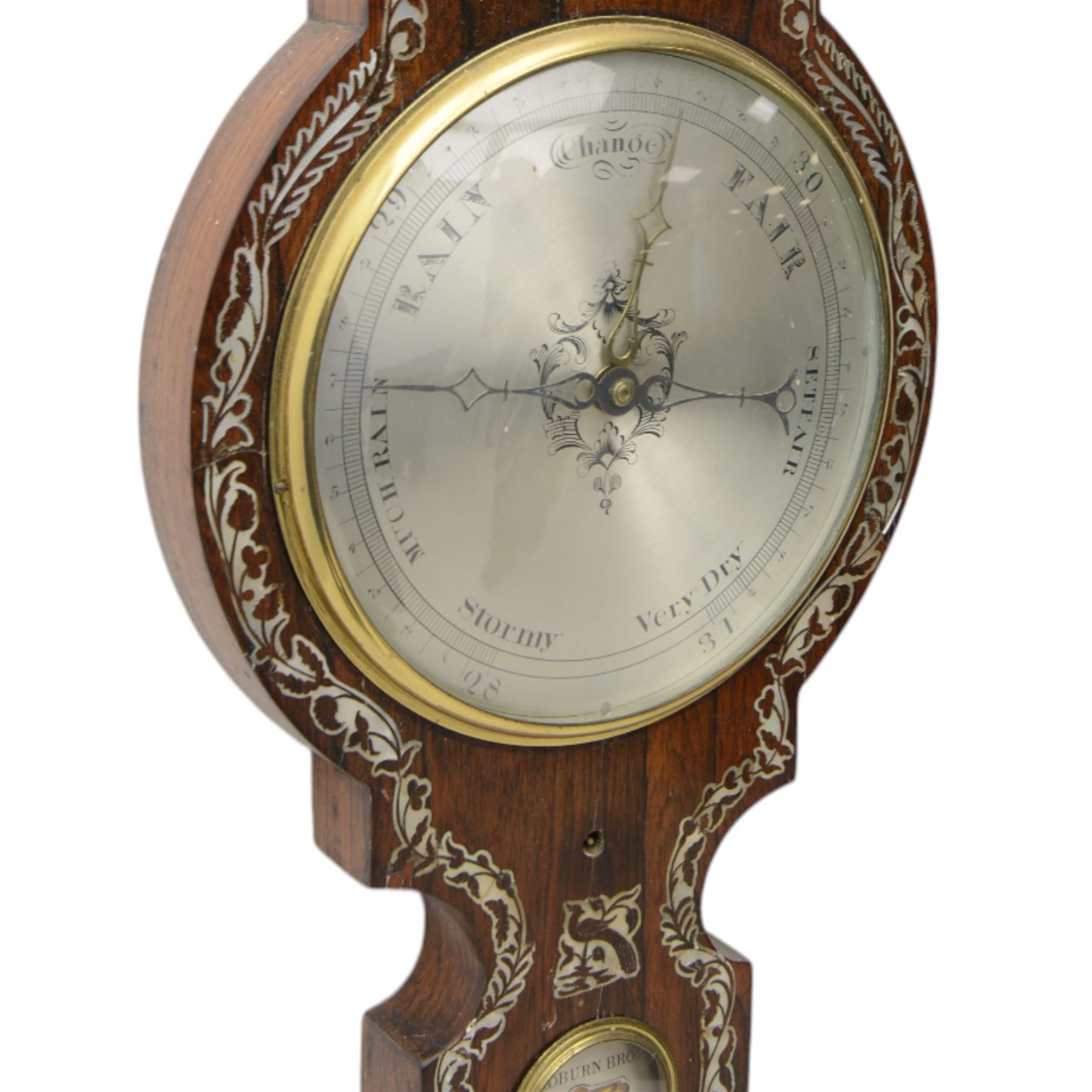 Square Barometer Chadburn of Sheffield - Late 19th century rosewood four glass mercury ...
