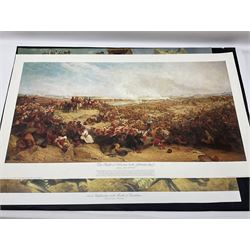 Large poster entitled 'Crests and Badges of the British Army in Daily Use 56 x 86cm; together with twenty-five colour prints of military interest including Crimean War, Boer War, WW2 etc; various sizes; all unframed