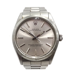  Rolex gentleman's Oyster Perpetual Superlative Chronometer stainless steel wristwatch on Rolex Oyster bracelet, with original guarantee certificate dated 1989, boxed   