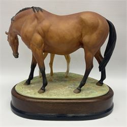 Royal Worcester Prince`s Grace and Foal, modelled by Doris Lindner, on wood base, limited edition 639/750 with framed certificate, H22cm