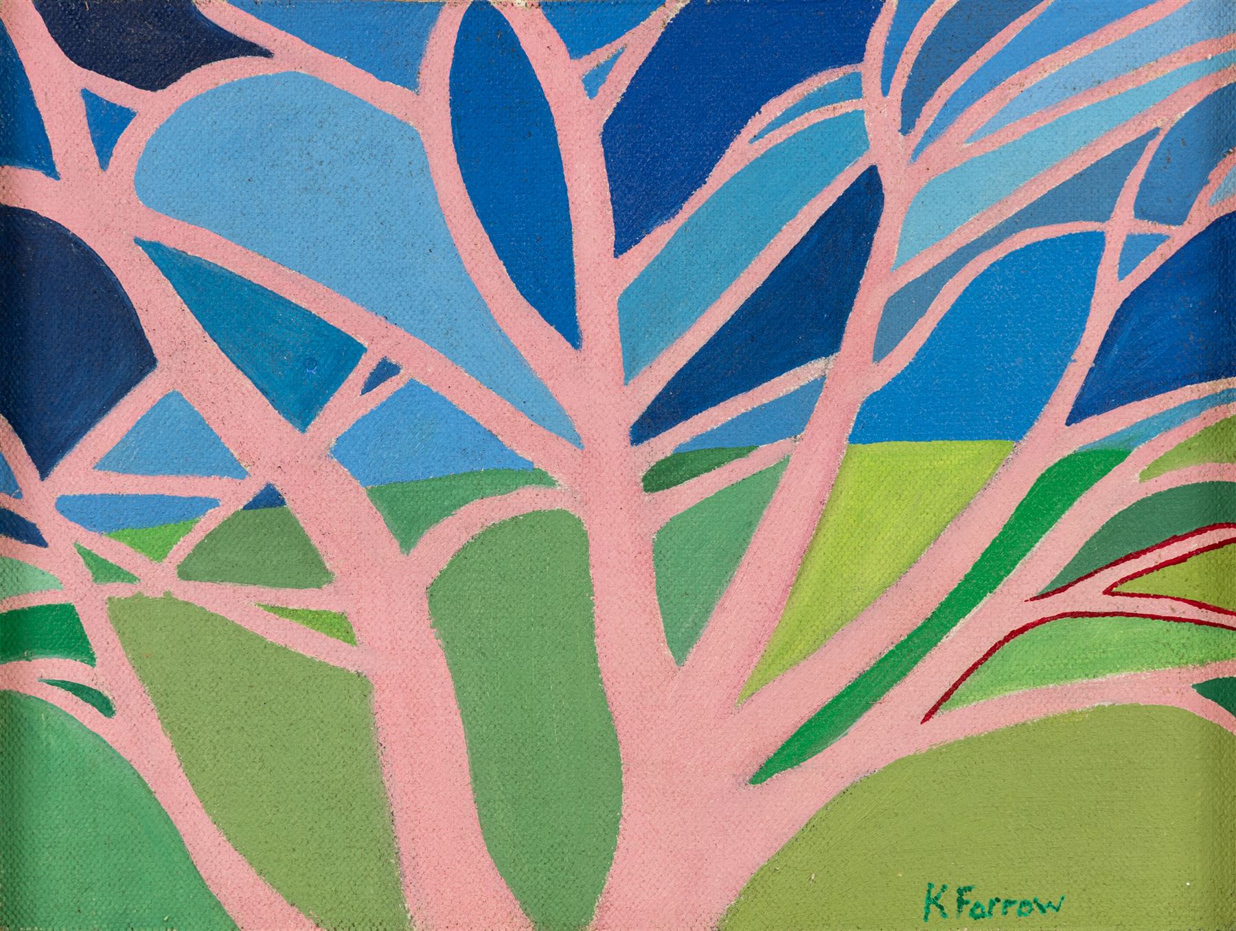 Kieron Farrow (British 1949-): 'Tree at Dusk (Monk Bretton)', oil on board signed, titled verso 23cm x 30cm