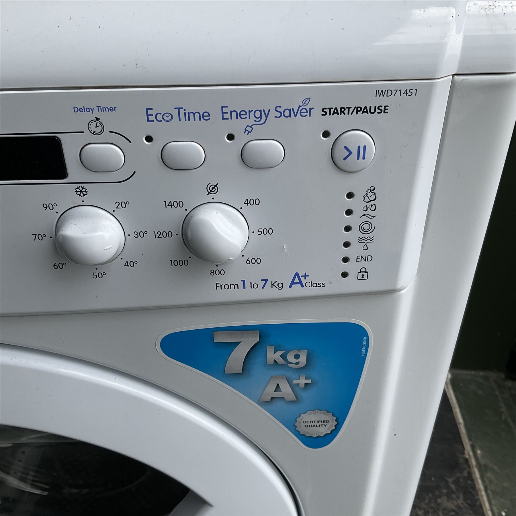 Indesit IWD71451 7kg A+ Washing machine  - THIS LOT IS TO BE COLLECTED BY APPOINTMENT FROM DUGGLEBY STORAGE, GREAT HILL, EASTFIELD, SCARBOROUGH, YO11 3TX