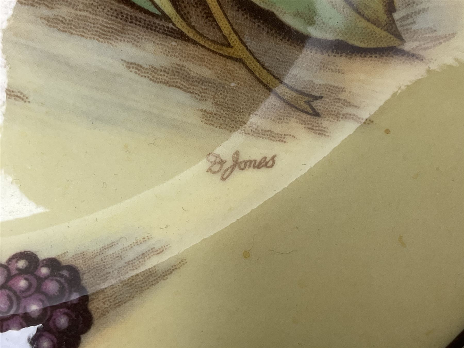 Aynsley Orchard gold pattern trio and vase, together with Edwardian Bone China plate, decorated with fruit, signed D. Wilson