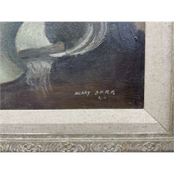 Henry Marvell Carr (British 1894-1970): Still Life of Flowers in Blue and White Vase, oil on canvas signed and dated '46, 39.5cm x 34.5cm 