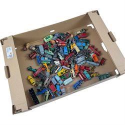Collection of Matchbox Lesney diecast model vehicles, including buses, lorries, cars, cran...