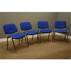  Set four office chairs upholstered in blue  