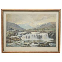 Claude Marks (British fl.1899-1915): Waterfall, gouache signed 29cm x 45cm