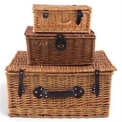 Three wicker baskets, largest L59cm 