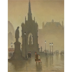  Steven Scholes (Northern British 1952-): 'Albert Square Manchester 1962', oil on board signed, titled verso 24cm x 19cm  DDS - Artist's resale rights may apply to this lot    