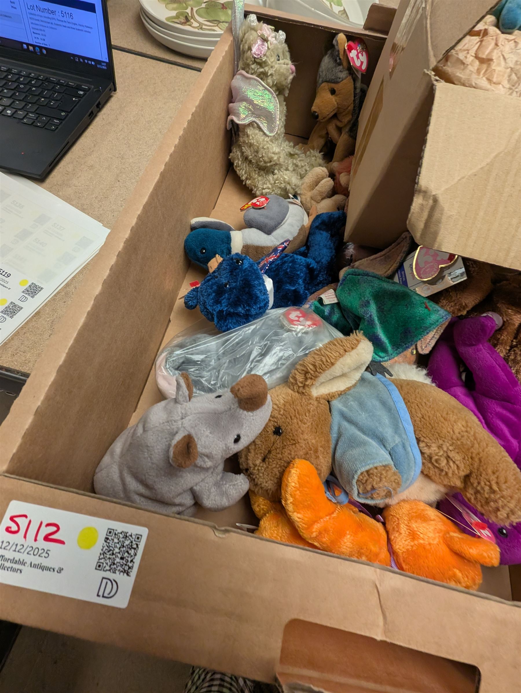 Collection of vintage and modern soft toys, including TY Beanie Babies, Disney Store Eeyore, etc
