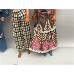 Seven Pippa dolls and a collection of plastic dolls house furniture