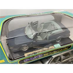 Five Anson 1:18 scale models - limited edition Cadillac Escalade 2002; Dodge Ram 3500; 1963 Ford Thunderbird; Saab 900 Turbo Cabriolet; and Ferrari Dino 246GT; all boxed (5)