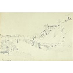 John Edward Bromby RBA (British 1809-1889): 'At Goathland', pencil sketch from sketchbook unsigned, inscribed verso 8cm x 11cm