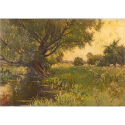 Sidney Valentine Gardner (Staithes Group 1869-1957): Lake and Forest Landscapes, two oils on panel signed 24cm x 33cm (2)