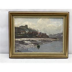 Cornelius Wagner (German 1870-1956): Tate Hill Sands and East Cliff Whitby, oil on canvas board signed 25cm x 34cm