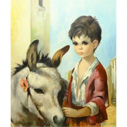 Audrey Dallas-Simpson (American 1925-1984): 'Pietro and Violet', oil on canvas signed 59cm x 49cm