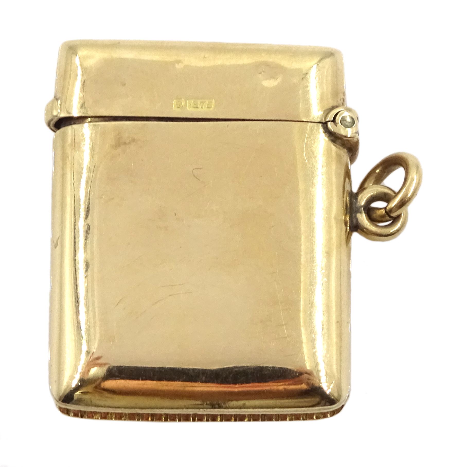 Edwardian 9ct gold vesta case, Chester 1906
