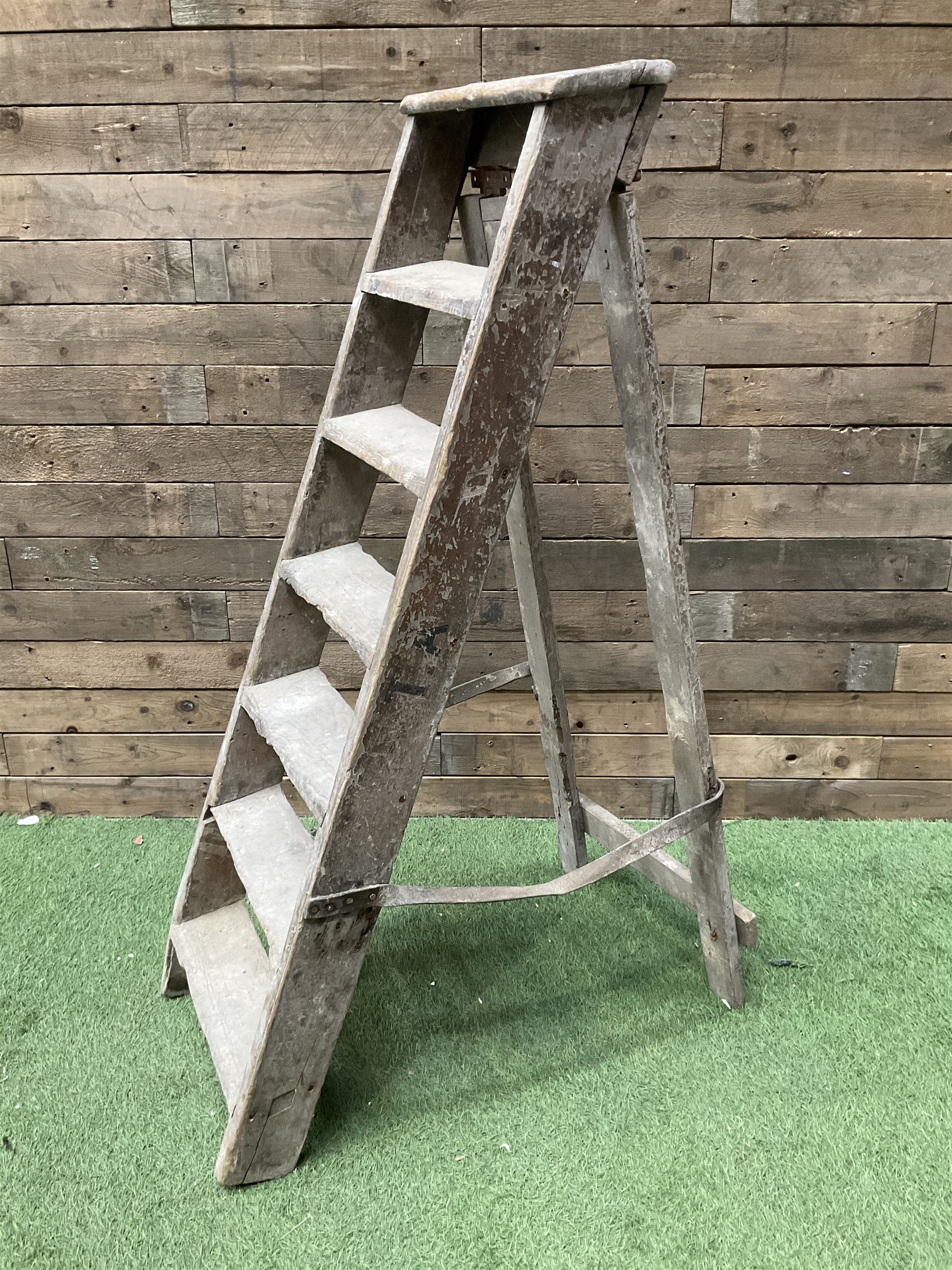 Vintage wooden step ladders  - THIS LOT IS TO BE COLLECTED BY APPOINTMENT FROM DUGGLEBY STORAGE, GREAT HILL, EASTFIELD, SCARBOROUGH, YO11 3TX