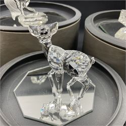 Five Swarovski Crystal figures, comprising giraffe, deer, hummingbird, rose and rearing horse, all with original boxes 