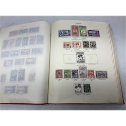 Single album collection of King George VI stamps, including Aden, Antigua, Ascension, Australia, Bahamas, Bahrain, Barbados, Basutoland, Bechuanaland, Bermuda, British Solomon Islands, Brunei, Burma, Cayman Islands, Dominica, Falkland Islands, Gambia, Gilbert and Ellice Islands, Gold Coast, Great Britain 1939-48 set to one pound including ten shilling dark blue, Grenada, Hong Kong, India, Ireland, Jamaica, Leeward Islands, Malta, Mauritius, New Zealand etc