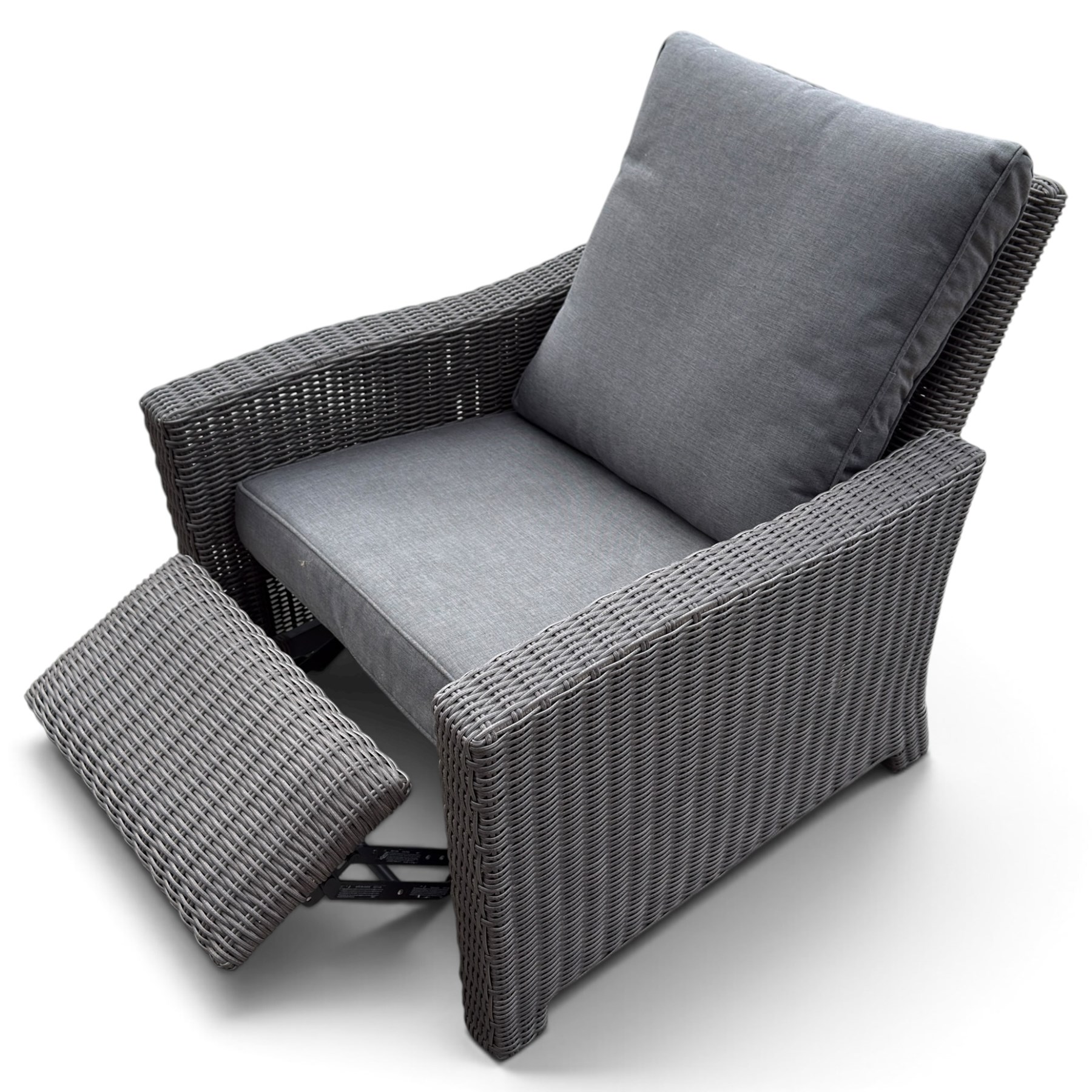 Kettler - Palma rattan garden reclining lounger chair, of high-back and square form with reclining and extending foot-rest function, with loose seat cushions and protective cover