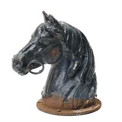  19th century cast iron and black painted horses head H27cm