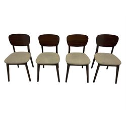 Bentley Designs - Premier collection 'Oslo' contemporary walnut extending dining table and six chairs upholstered in steel grey fabric. 