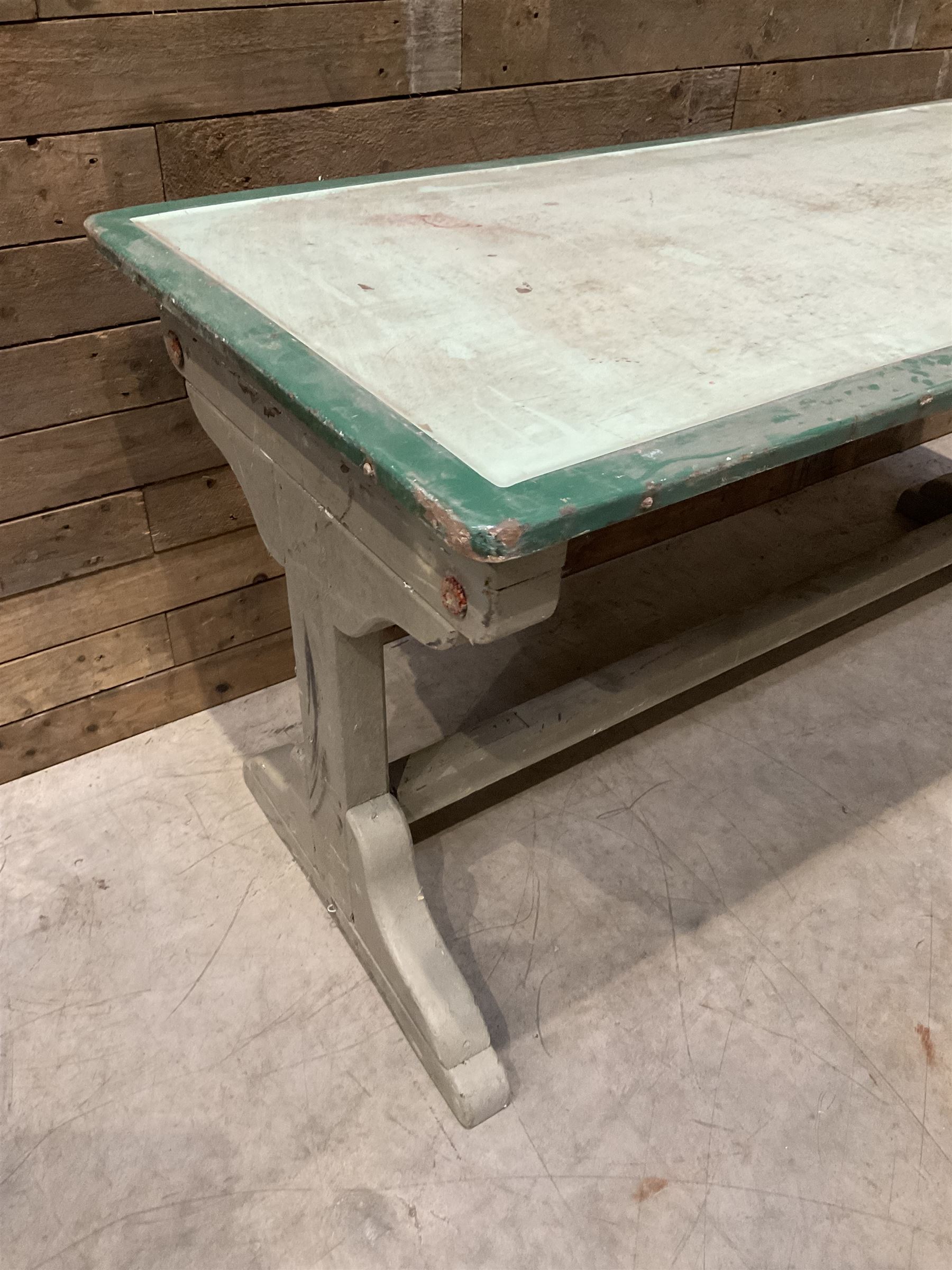 Early 20th century painted wood and enamel Military folding campaign table