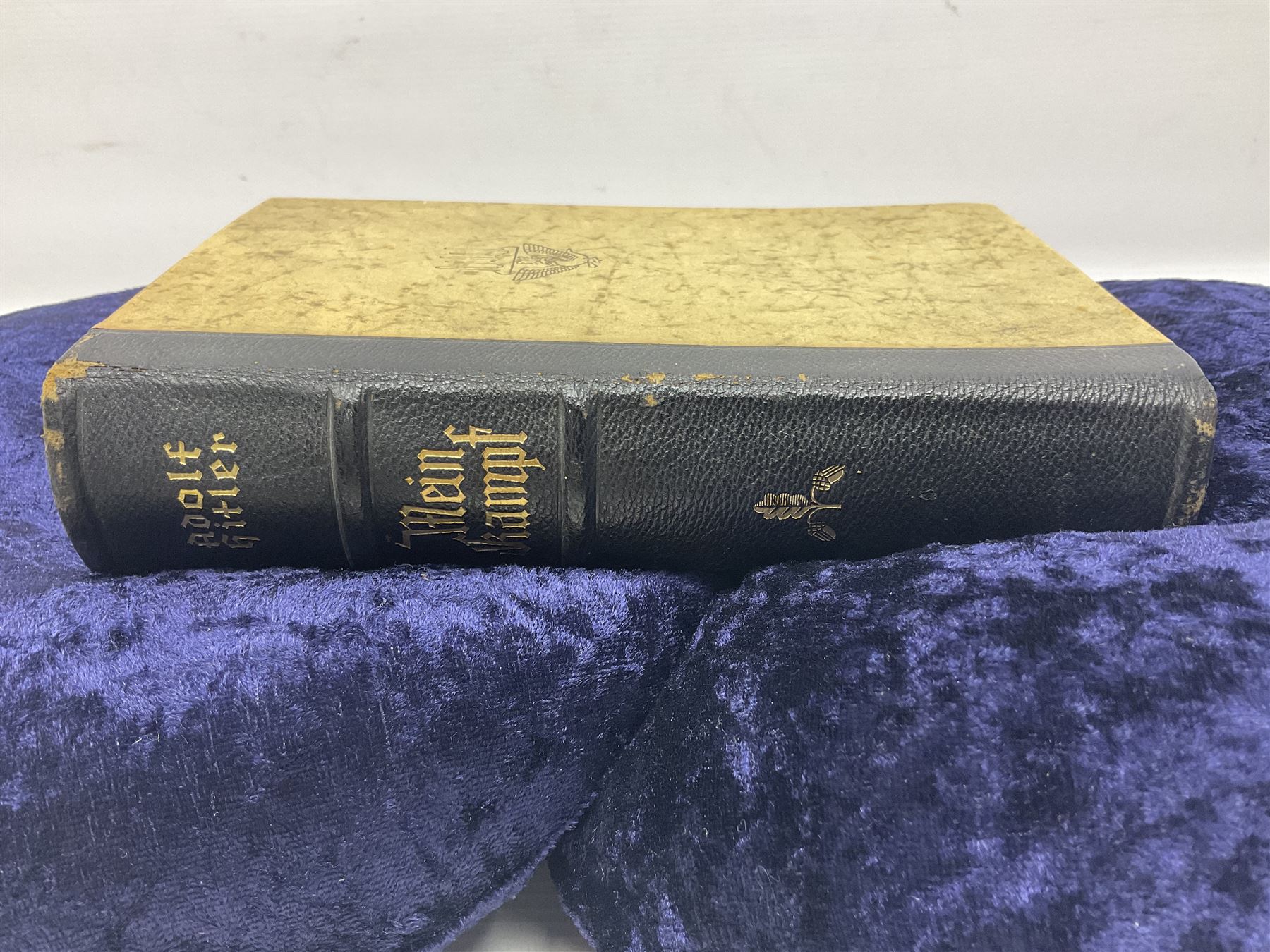 Hitler Adolf: Mein Kampf. 1938. Munich. German text. Quarter leather binding with gilt spine.