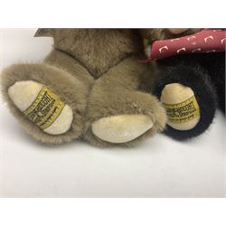 Four modern Merrythought teddy bears including one limited edition mohair No.63/500 H23cm; and three other modern teddy bears by Jane Van Weers, Greenlea Bears etc (7)