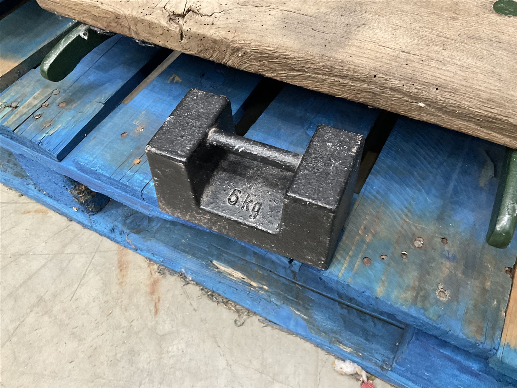 Two pairs of Victorian cast iron potato scales, one damaged with a 5kg weight