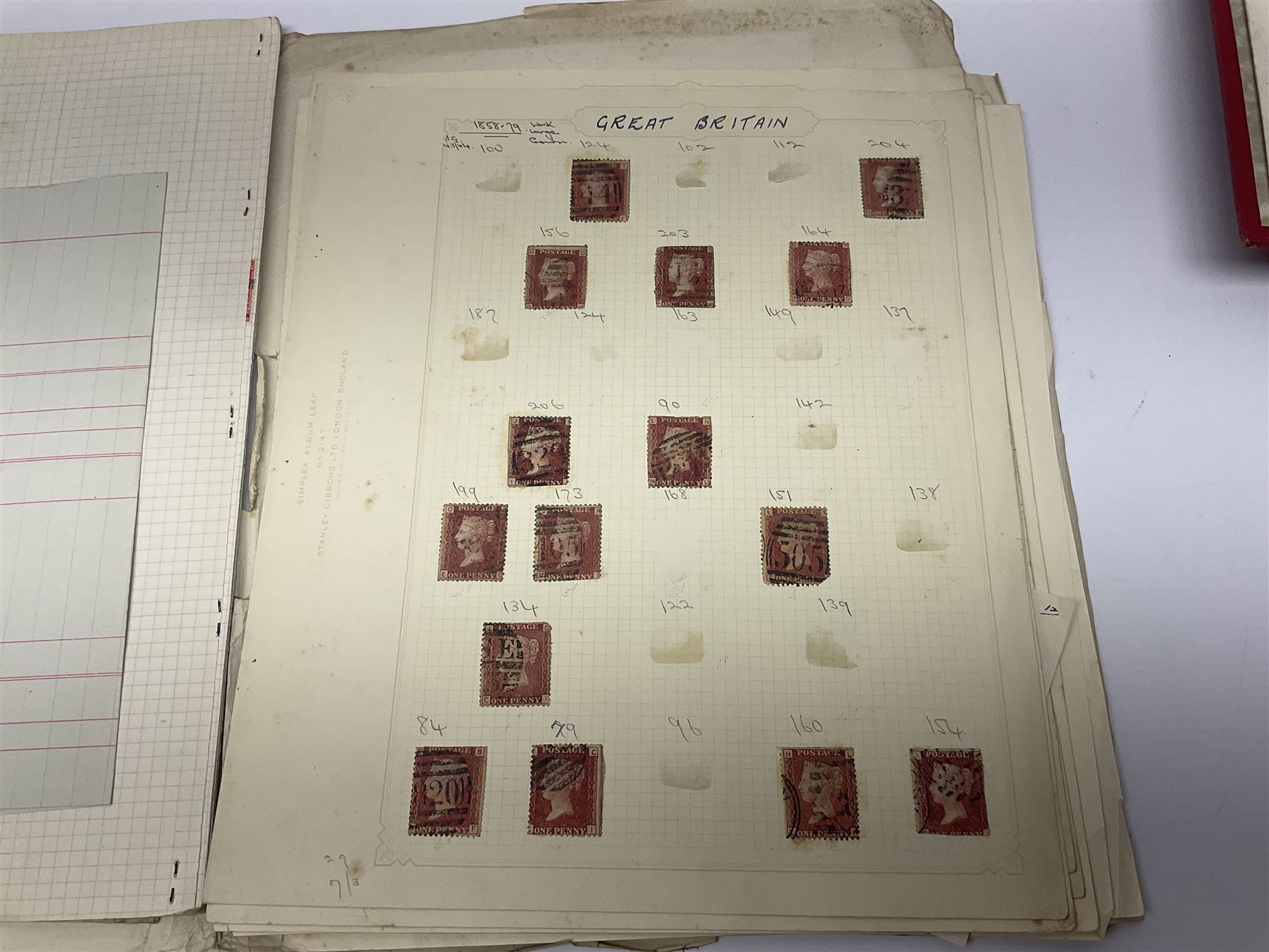 Mostly Great British Queen Victoria and later stamps, including imperf penny reds, 1841 two pence blues white lines added, imperf penny red on cover with 'More To Pay', half penny 'bantams', perf penny reds etc, in album, on pages and loose in packets