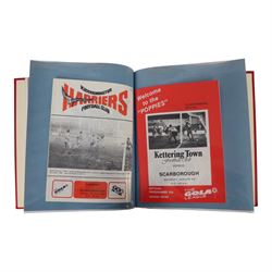 Comprehensive collection of approximately two-hundred Scarborough FC football programmes for the 1983/84, 1984/85,1985/86 and 1986/87 seasons, all filed within eight dedicated Scarborough FC red Home and Away binders 