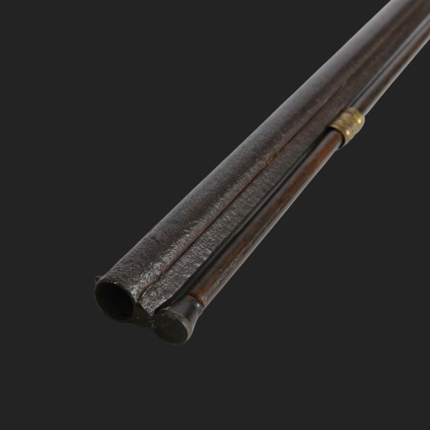 19th century muzzle loading British Naval percussion musket, the 39inch barrel with ramrod beneath, lock marked 1858, stock stamped with brass butt plate, overall L140cm  