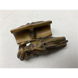 Six netsuke, modelled as a lizard, cricket, frog, bird on a flower, turtle and insect