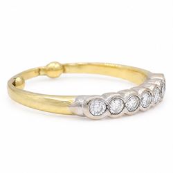 18ct gold diamond half eternity ring, bezel set with seven round brilliant cut diamonds, total diamond weight approx 0.40 carat
