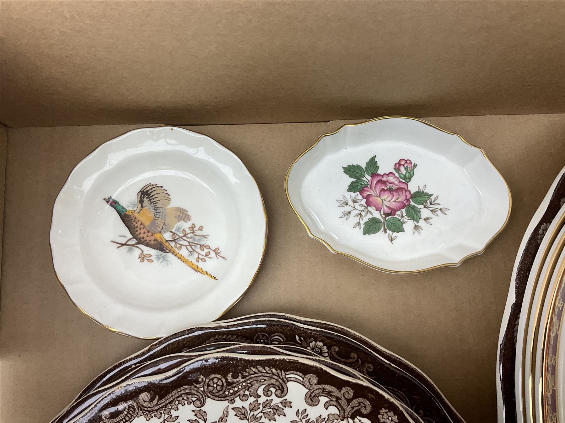 Eight Royal Worcester Palissy Game series dinner plates and one