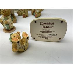 Cherished Teddies models including Jacki 'Hugs & Kisses', Zachary 'Yesterday's Memories Are Today's Treasures', Brett 'Come To Neverland With Me', Christopher 'Old Friends Are Best Friends' etc, many with boxes